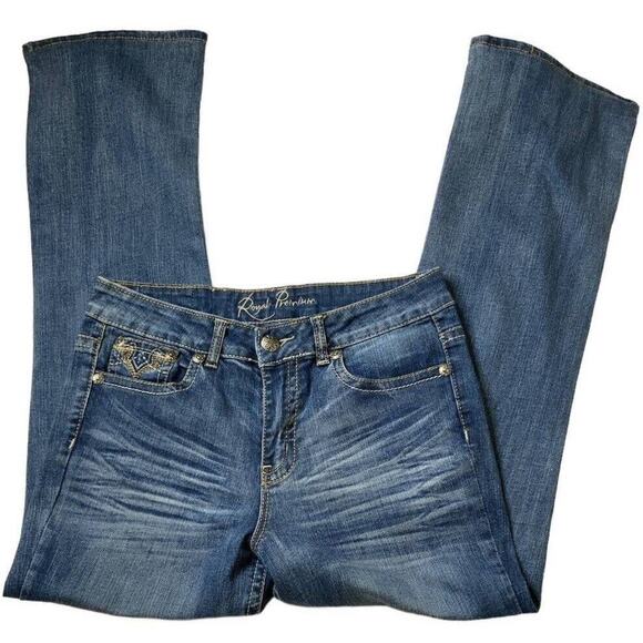 Royal Premium Jeans Women's Size 6 Embroidered Whiskers Bleu Denim - Picture 6 of 11